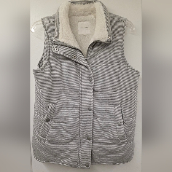 Thread & Supply Jackets & Blazers - Thread & Supply Gray Pin Striped Sherpa Lined Vest Size Small Like New